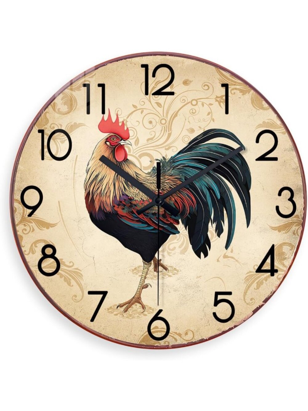 20-Inch Farmhouse Rooster Clock - Stylish Glass Wall Decor, Battery Operated